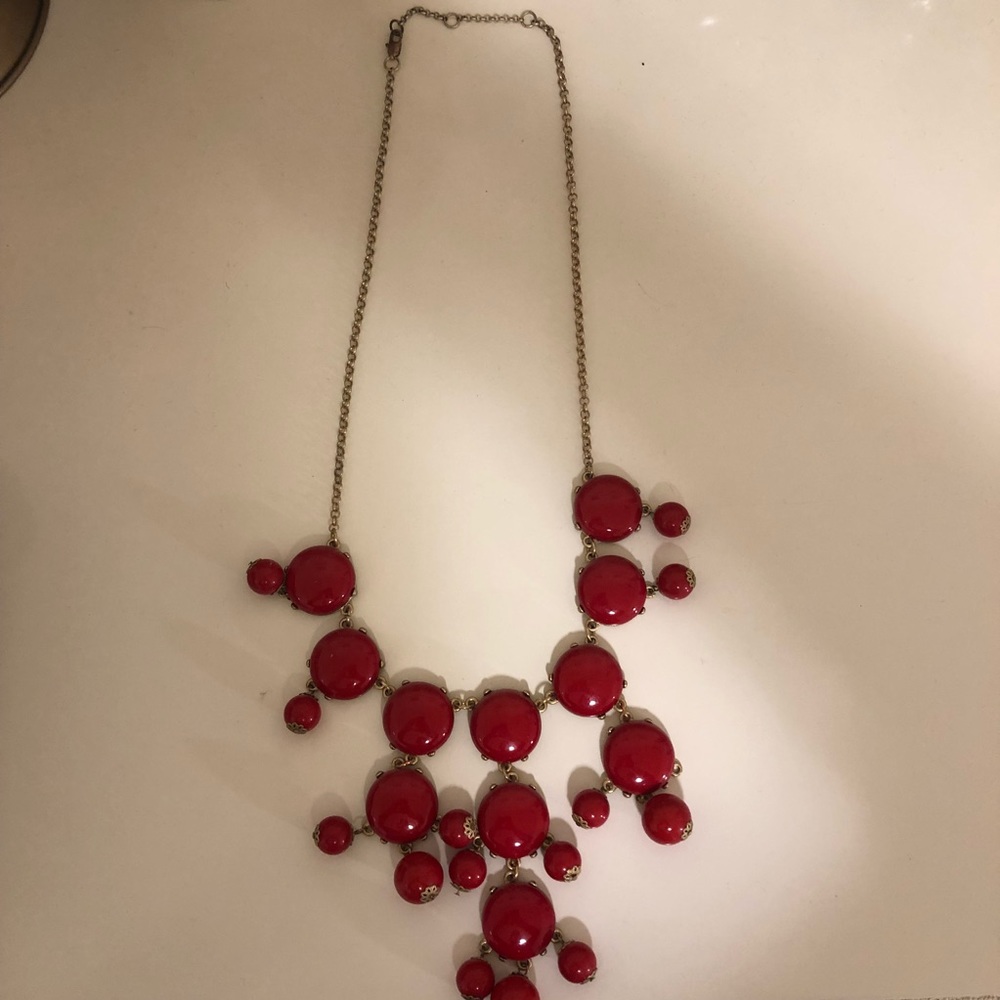 Red Bubble Statement Necklace - image 2